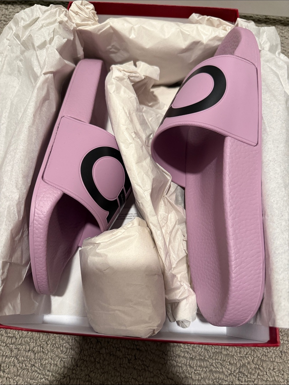 Pink Slide Sandals with Black Accent - Women